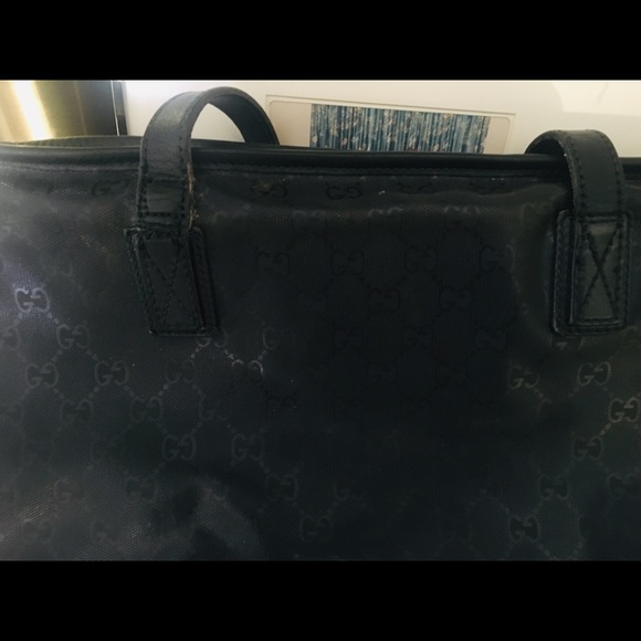Gucci Navy Monogram GG Zip Blue Canvas Tote 💕 - Picture 7 of 8